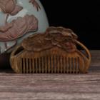 Lotus Engraved Wooden Hair Comb Light Brown - One Size