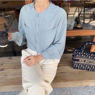Long-sleeve Embroidered Midi Dress / Long-sleeve Embroidered Blouse
