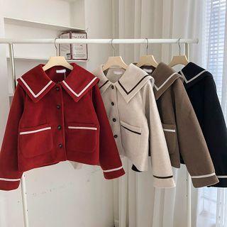 Long-sleeve Two-tone Woolen Jacket