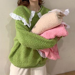 Ruffle Trim Fleece Pullover