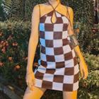 Halter Neck Plaid Dress