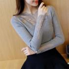 Lace Panel Knit Long-sleeve Top