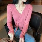 V-neck Tie-strap Cropped Knit Top