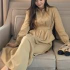 Tie-waist Midi A-line Shirt Dress