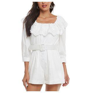 Lace Trim 3/4-sleeve Playsuit