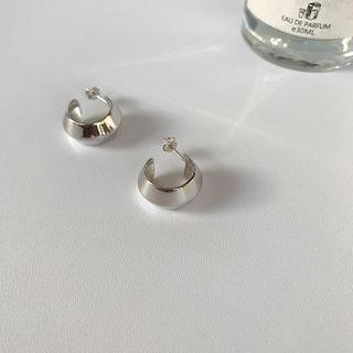 Polished Sterling Silver Open Hoop Earring 1 Pair - E321 - Silver - One Size
