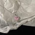 Heart Rhinestone Pendant Alloy Necklace Pink - One Size