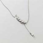 Leaf Rhinestone Pendant Sterling Silver Necklace S925 Silver Necklace - Silver - One Size