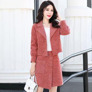 Set: Double-breasted Coat + Straight-fit Skirt