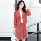 Set: Double-breasted Coat + Straight-fit Skirt