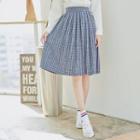 Pleated Plaid A-line Skirt