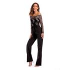 Long-sleeve Off-shoulder Sequin Jumpsuit