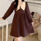 Long-sleeve  Color Block Dress