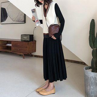 Sweater Vest / Long-sleeve Maxi Dress / Set