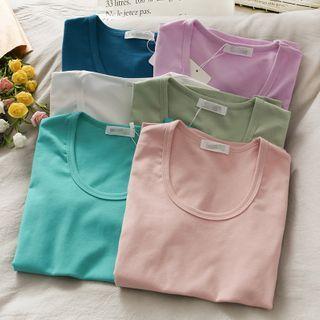 Plain Slim-fit Crop T-shirt In 8 Colors