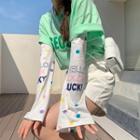 Lettering Dotted Sun Protection Arm Sleeves White - One Size