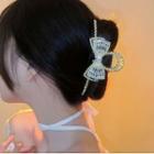 Bow Rhinestone Alloy Hair Clamp Silver - One Size