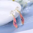 Wings Faux Pearl Dangle Earring 1 Pair - Gold - One Size