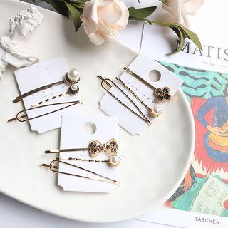 Set: Faux Pearl Rhinestone Hair Pin / Hair Clip