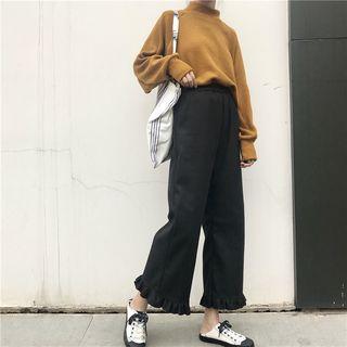 Frilled Hem Wide Leg Pants