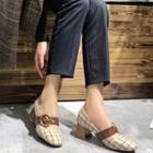 Plaid Chunky-heel Mary Jane Shoes