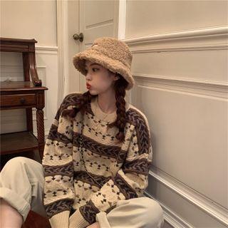 Printed Sweater Brown Painted - Beige - One Size