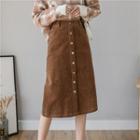 Button-up Corduroy A-line Skirt