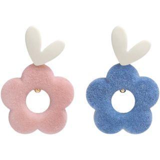 Heart Flower Asymmetrical Dangle Earring