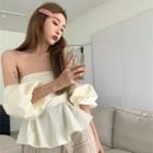 Puff-sleeve Off-shoulder Flowy Tube Top