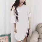 Lettering Strap Elbow Sleeve T-shirt Dress