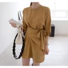 3/4-sleeve Tie-waist Mini Dress