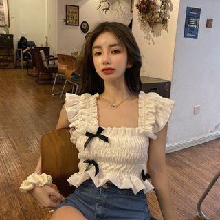 Ruffle Strap Smocked Camisole Top