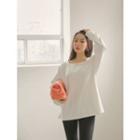 Square-neck Fleece-lined T-shirt