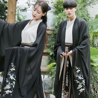 Long-sleeve Top / Maxi A-line Skirt / Long Coat / Hair Tie / Hanfu Set