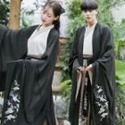 Long-sleeve Top / Maxi A-line Skirt / Long Coat / Hair Tie / Hanfu Set