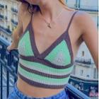 Color-block Cropped Knitted Camisole Top