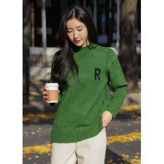 Letter Contrast-pocket Sweater