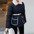 Faux-fur Collar Padding Jacket & Belt