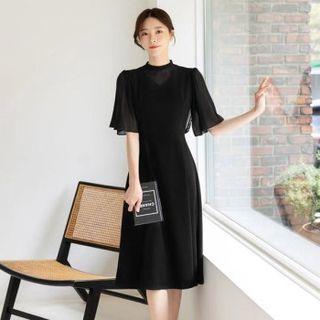 Bell-sleeve Tie-back Midi Dress