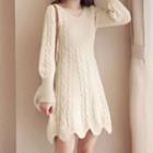 Cable-knit Mini A-line Sweater Dress
