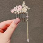 Butterfly & Floral Headpiece Ly415 - Pink & Gold - One Size