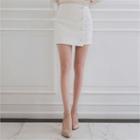 Flap-front Button-detail Mini Skirt