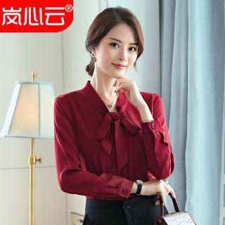 Tie-neck Blouse / Slim-fit Dress Pants / Set