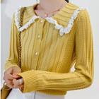 Frilled Collared Knit Cardigan