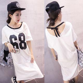 Number Print Short-sleeve T-shirt Dress