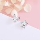 Non-matching 925 Sterling Silver Rhinestone Deer Earring 1 Pair - Es1002 - Silver - One Size