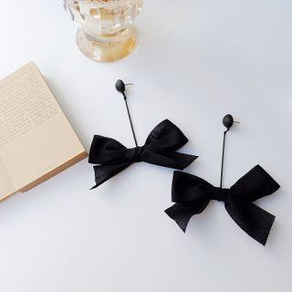 Fabric Bow Dangle Earring 1 Pair - Black - One Size