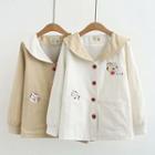 Cat Embroidered Button Jacket