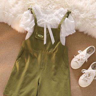 Puff-sleeve Bow Blouse / Jumper Shorts