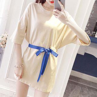 Printed Back Elbow-sleeve T-shirt Dress